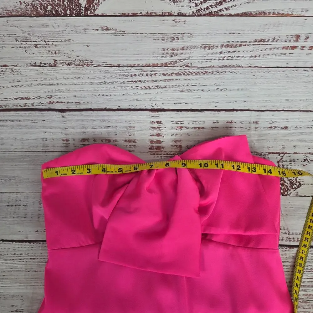 Lilly Pulitzer Carlynn Pink Satin Gown Strapless Side Slits Maxi Event Dress 0
